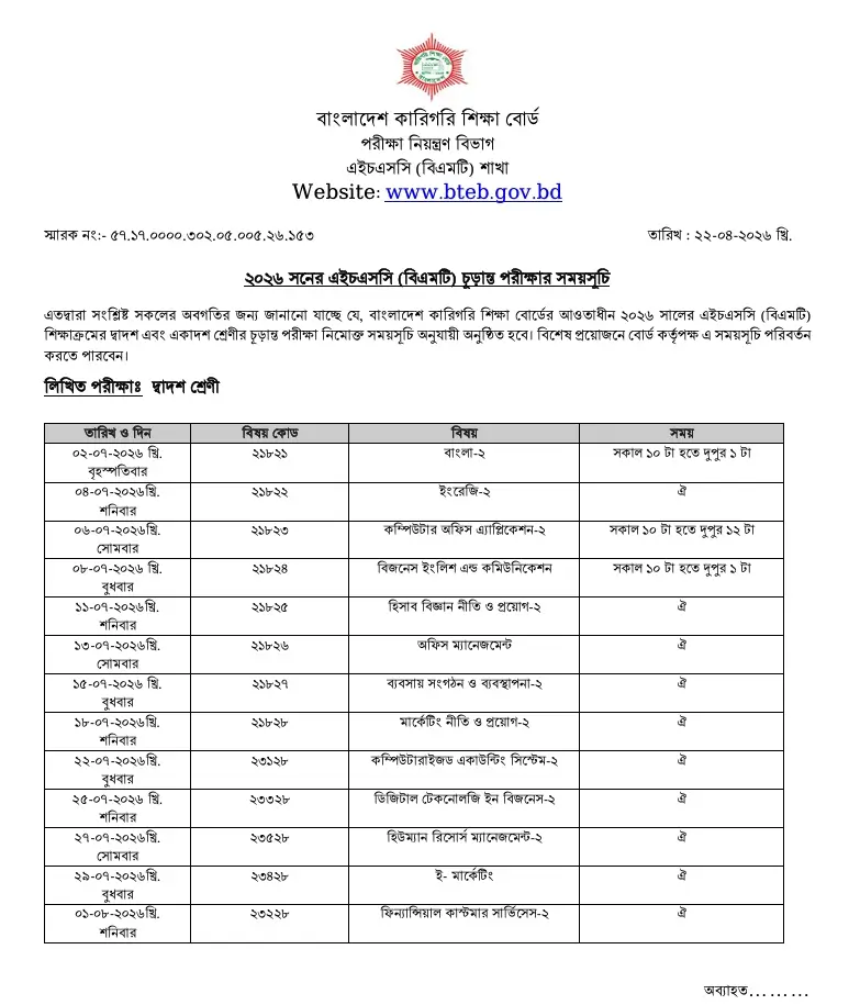 HSC BMT 2nd Year