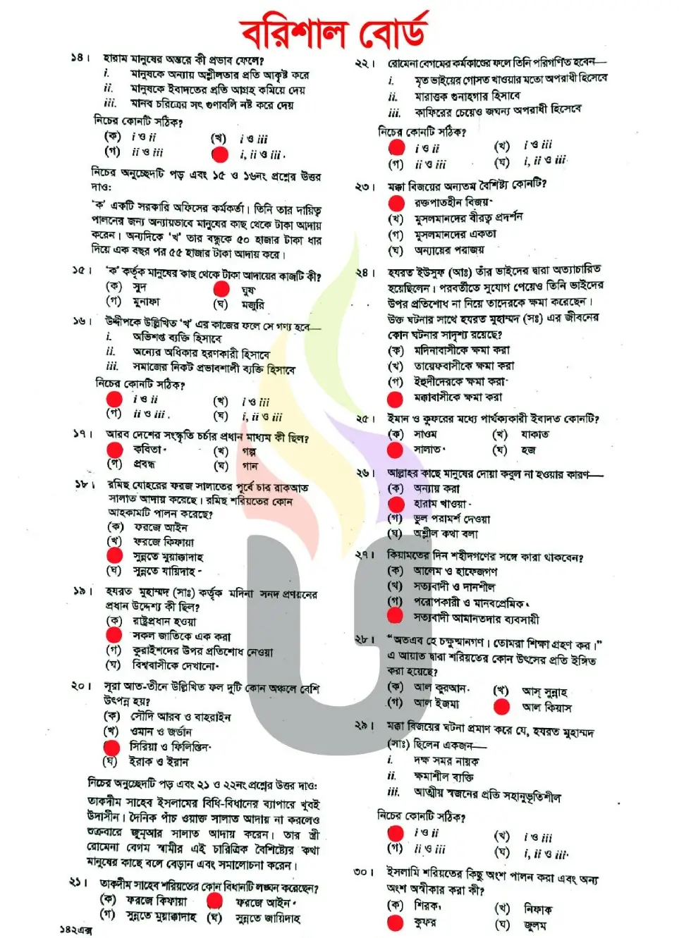 SSC Islam Barisal Board 2