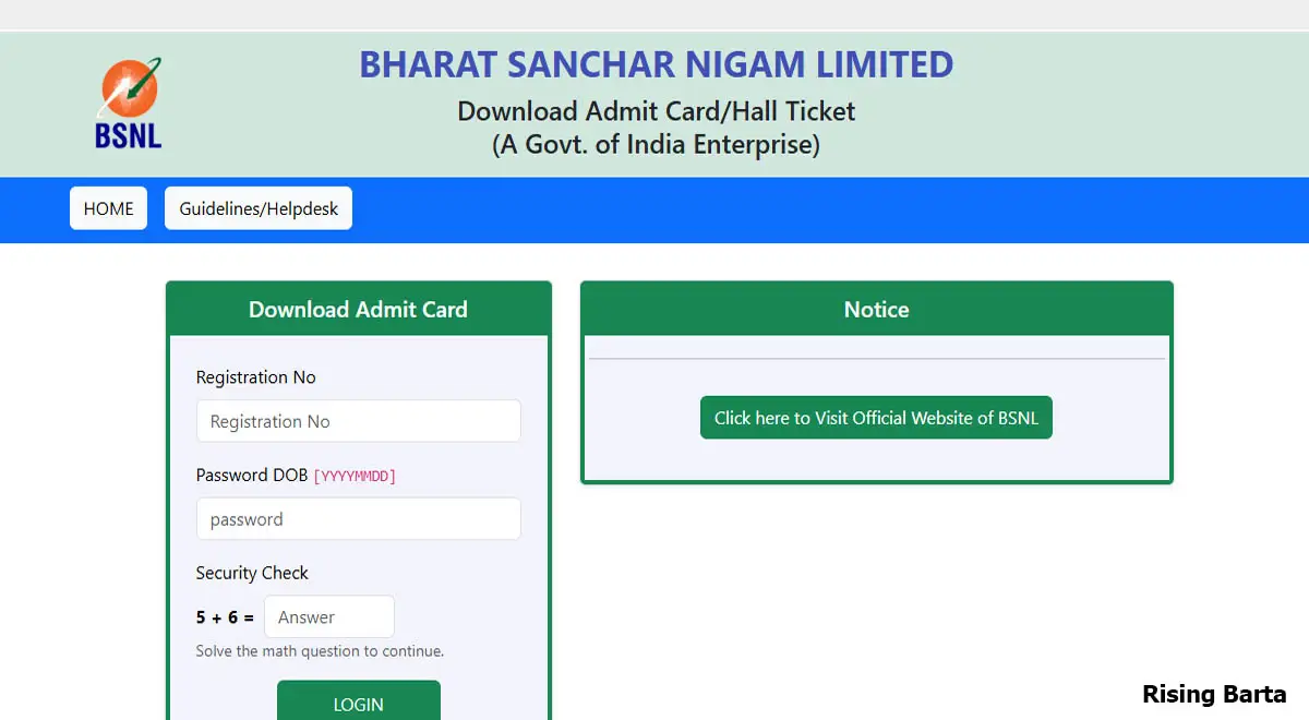 BSNL SET Admit Card 2026