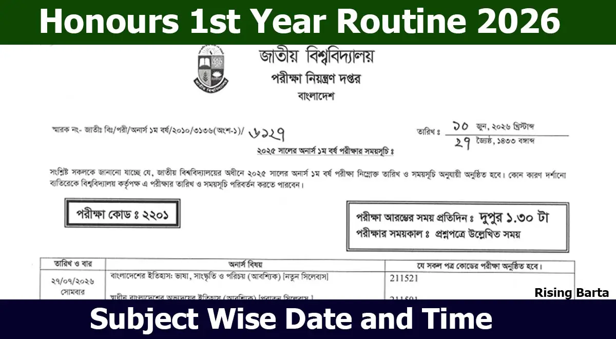 Honours 1st Year Routine 2026