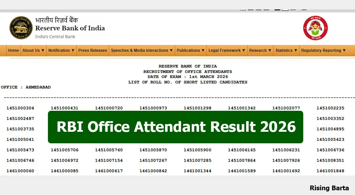 RBI Office Attendant Result 2026